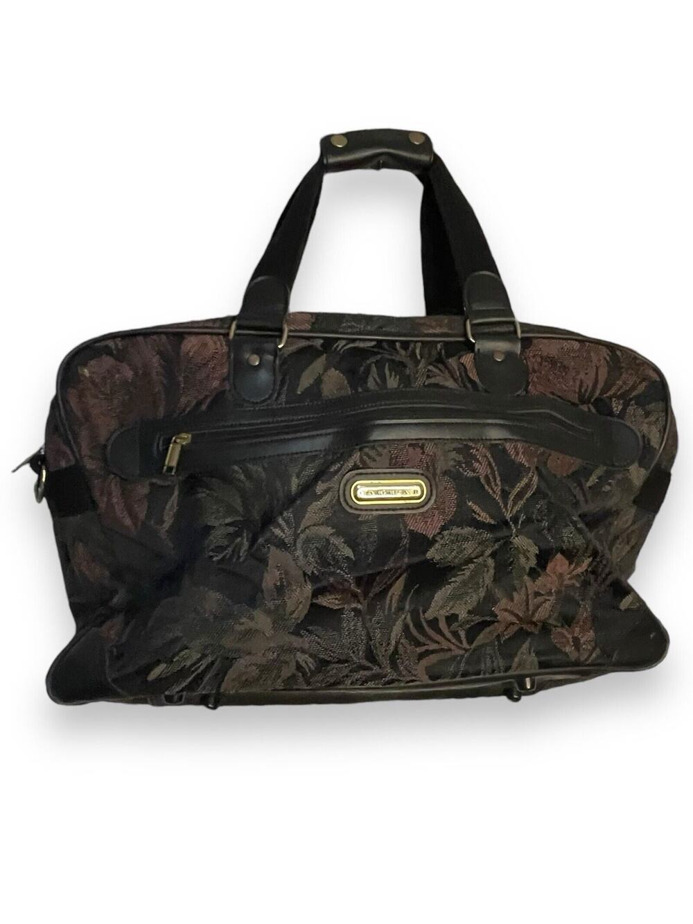 Jaguar Overnight Travel Bag Satchel Vintage Floral Tapestry 90s Multicolored Zip